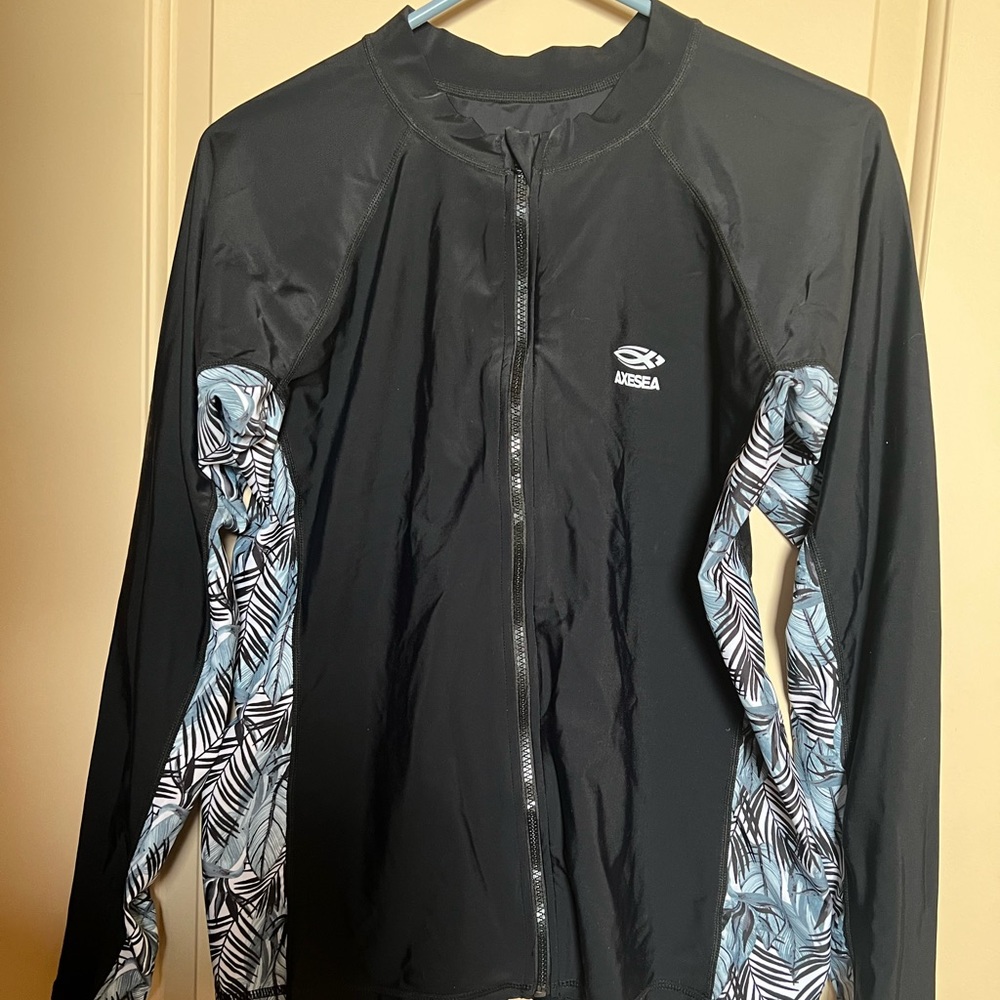 Axesea Women’s Long Sleeve Rash Guard Zipper Front Size 16